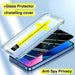 A promotional image for the AliExpress 1-2Pc 8K High End Tempered Glass For iPhone 15 14 13 12 11 Pro Max XS, featuring a smartphone with a screen protector partially applied. The image highlights "9D" technology and includes text that reads "+Glass Protector +Installing cover" and "Anti Spy Privacy," ensuring top-notch protection.