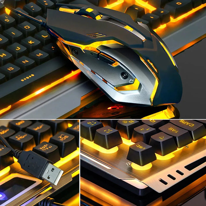 Mechanical Keyboard Gaming Keyboard Wired Game Mouse USB Gamer Keyboard RGB Light Backlit for Computer PC Laptop and Mouse Set