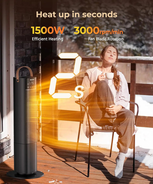 Space Heaters Indoor Use, 26" 12ft/s Electric Heater with Remote, 1500W Electric Heaters with 75°Oscillation, 1-12H Timer 1500W Space Heater with Remote - 75° Oscillation & Timer  Lacatang Shop Lacatang Shop 