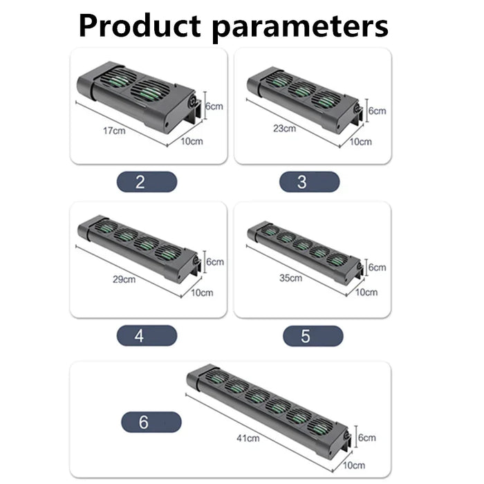 Aquarium Cooling Fan System for Fish Tanks - Temperature Control with 2/3/4/5 Fan Options for Marine and Pond Use