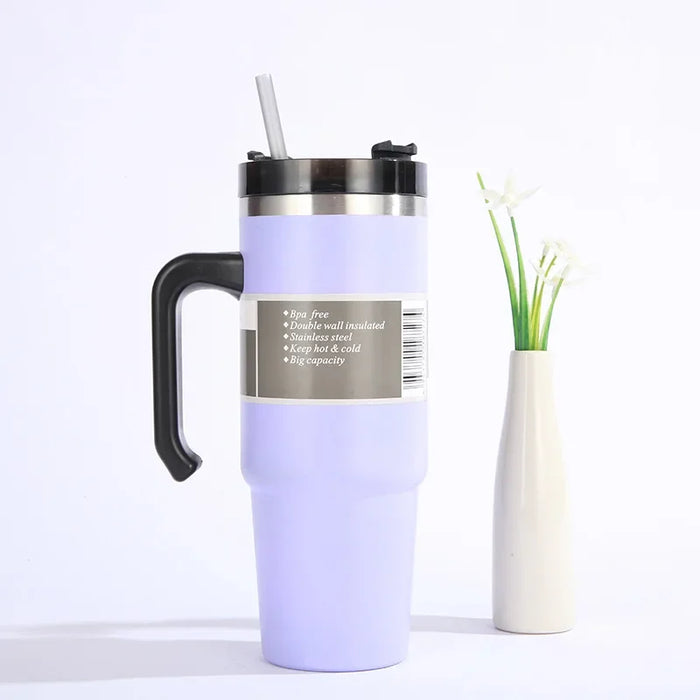 30/oz Stainless Steel Vacuum Insulated Tumbler with Lid Thermal Coffee Car Cup Travel Mug Medium capacitywith Handle Straw Mug