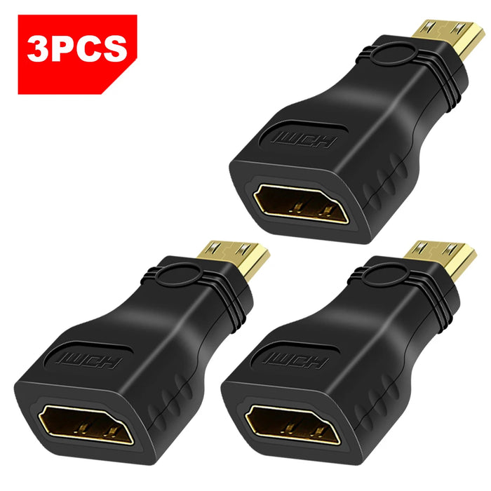 QGeeM Mini HDMI Male to HDMI A Female Converter for 1080P, 2K, and 4K - Ideal for Mini PCs, HDTVs, and HD Cameras