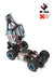 The WLtoys 1:28 284131 284161 Racing Mini RC Car from Lacatang Shop features a remote-controlled chassis with a lifted shell, revealing its internal components. This high-speed electric car, powered by a robust lithium battery, reaches speeds of up to 30KM/H. It is equipped with large knobby tires and striking blue rims. The WL Tech and XK logos are prominently displayed in the top right corner of the image.