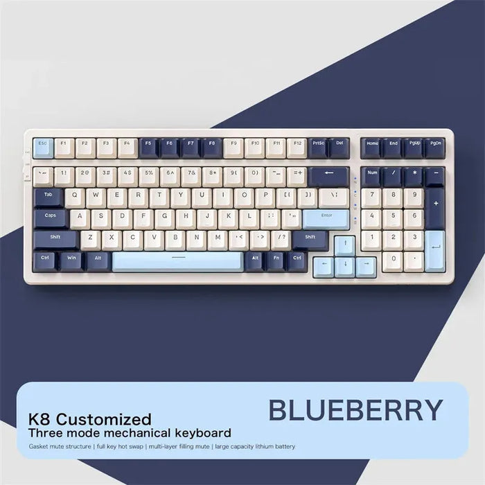 K8 Gamerwireless Keyboard Bluetooth 2.4Ghz Type-C Wired Tri-Mode Mechanical Keyboard Hot Swap 100 Keys Rgb Backlit Gaming Keypad