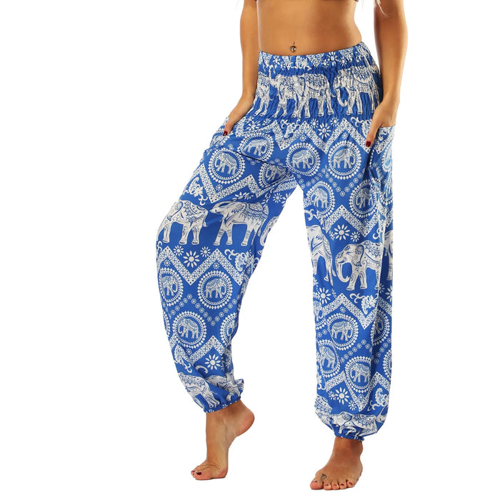 High Waist Bloomer Pants Relaxed Fit Jogger Harem Pants Thai Pants for Beach & Lounge Yoga Boho Clothes Loose Pants