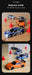 Two images display 1/43 scale model cars with different paint designs placed near red cones on a wooden floor. The top image shows three cars and cones arranged in an arc, while the bottom image has a clearer view of the car's details. Text reads: "1/43 RC Car Mini Racing Cars 2.4G Radio Control Drift Car 4WD Off-road High-Speed Motor Vehicle Model Toys for Boys Mini Gifts, Beginner Mode, 20%/50%/100% three gears are optional." Brand: Lacatang Shop.