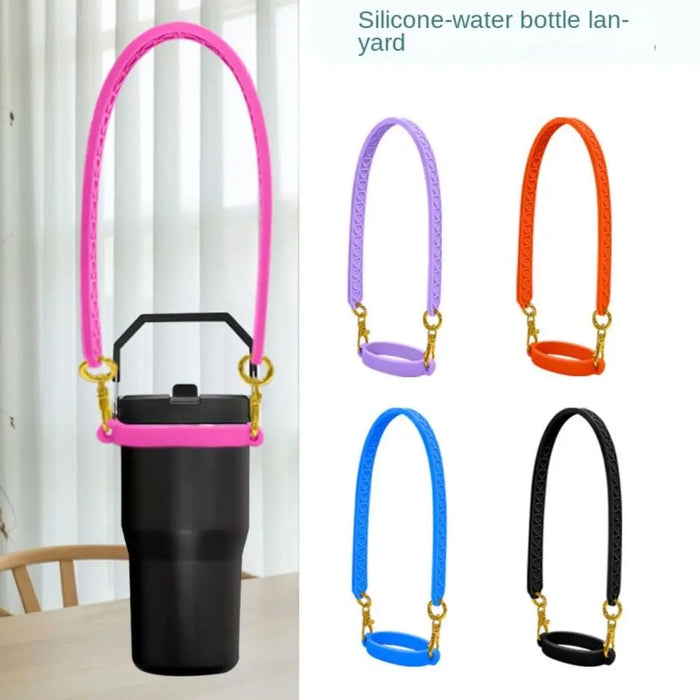 Silicone Water Bottle Handle Cup Lanyard Water Bottle Sling Holder with Strap Fits 8-40oz Bottles Cup Accessories