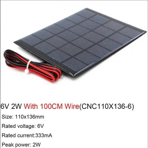 6V Solar Panel With 30 100 200CM Wire Mini Solar System DIY For - Lacatang Shop