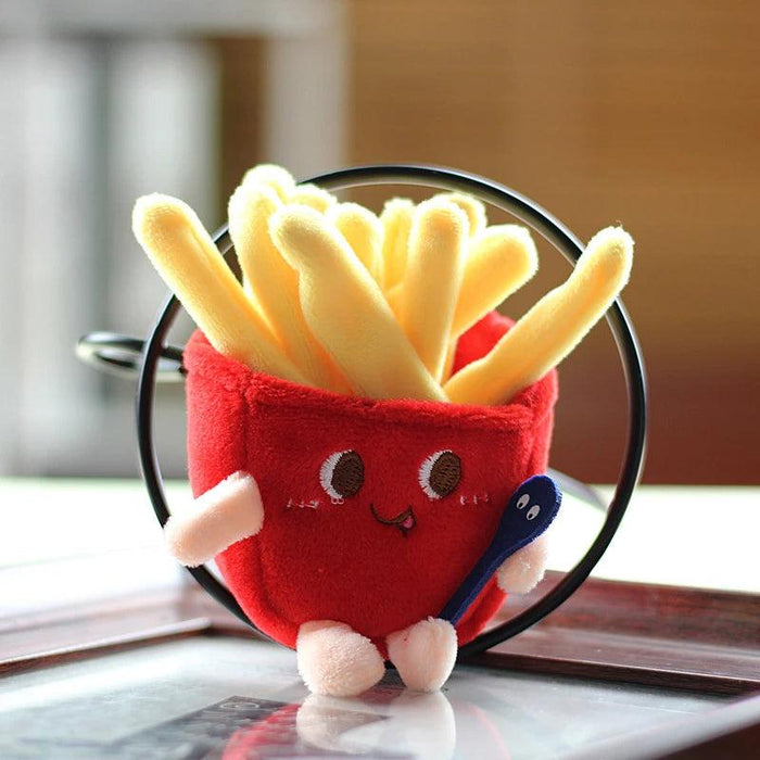 Hamburg Hot Dog Fries Bread Drumsticks Plush Pendant Keychain Creative Cartoon Bag Decoration Car Key Accessories For Girl Gift - Lacatang Shop