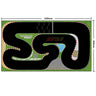 The Lacatang Shop's Portable 1.6x0.9m Turbo Racing Rubber Mat, perfect for Mini RC Car Accessories, features a black track with curves on a green background and marked racing areas, plus a 