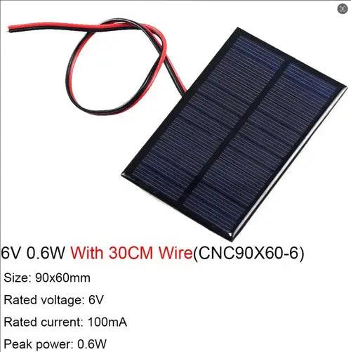 6V Solar Panel With 30 100 200CM Wire Mini Solar System DIY For - Lacatang Shop