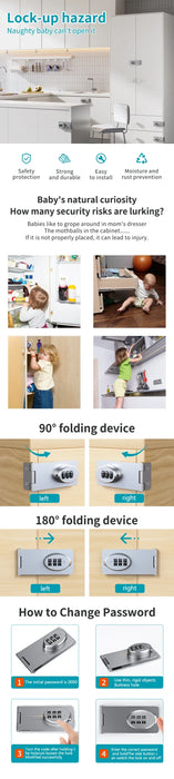 Child Safety Refrigerator and Cabinet Lock - Metal Double Opening Drawer Protection Lock