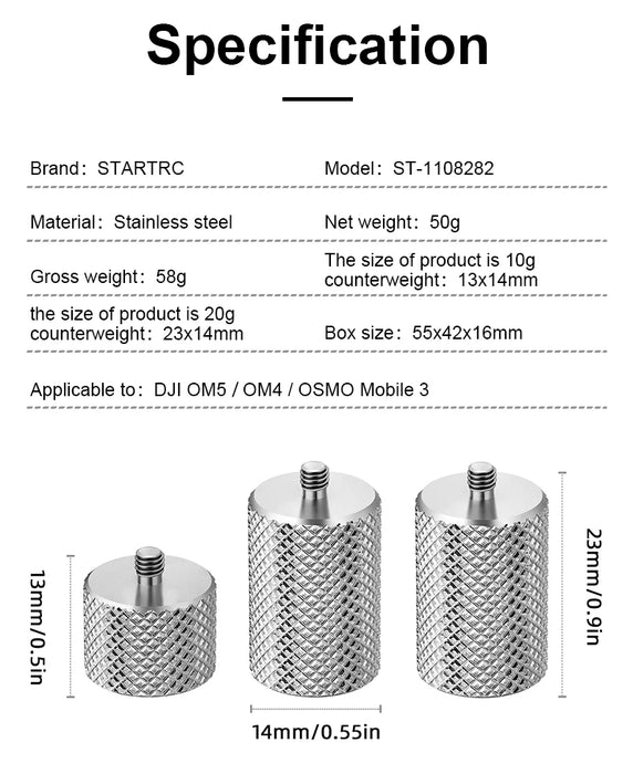 For DJI OM 5 6 Gimbal Balance Counterweight - 50g Clump Weights for OM 4 SE Osmo Mobile 3 2 Zhiyun Smooth 4 Vimble 2 Accessories