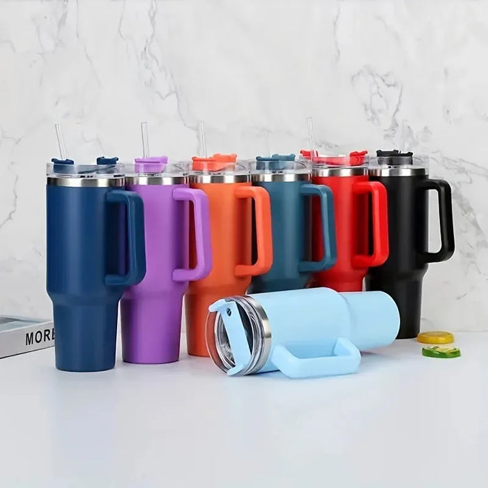 40oz Stainless Steel Insulated Water Bottle With Handle Drinking Cups Keeps Cold Tumbler With Lid Straw Mug for Summer Outdoor