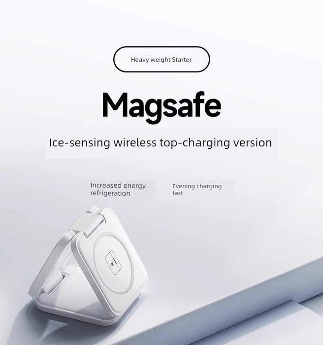 MagSafe Three-in-One Wireless Charger for Apple 15promax Mobile Phone Magnetic Iphone14/13/12 Watch AppleWatch Base Iwatchs9 Bracket Two-in-One Qi2 - Lacatang Shop