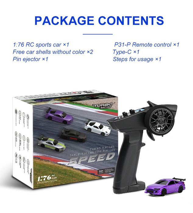 Turbo Racing 1:76 Scale RC Sport Car C72 C73 Table Game Racing Remote Control Mini Model Full Proportional RTR Kit Toys Turbo Racing 1:76 Scale RC Sport Car C72 C73 Table Game Racing Remote   Lacatang Shop Lacatang Shop 