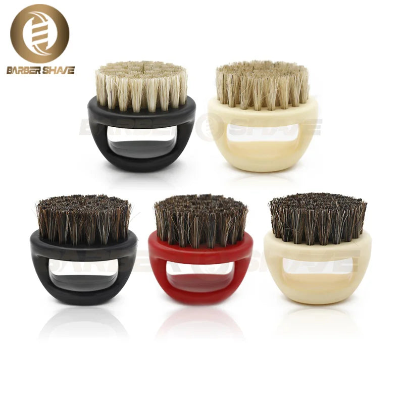 Professional Boar Bristle Ring Beard Brush for Men - Portable Barber Beard Brush and Mustache Cleaning Tool