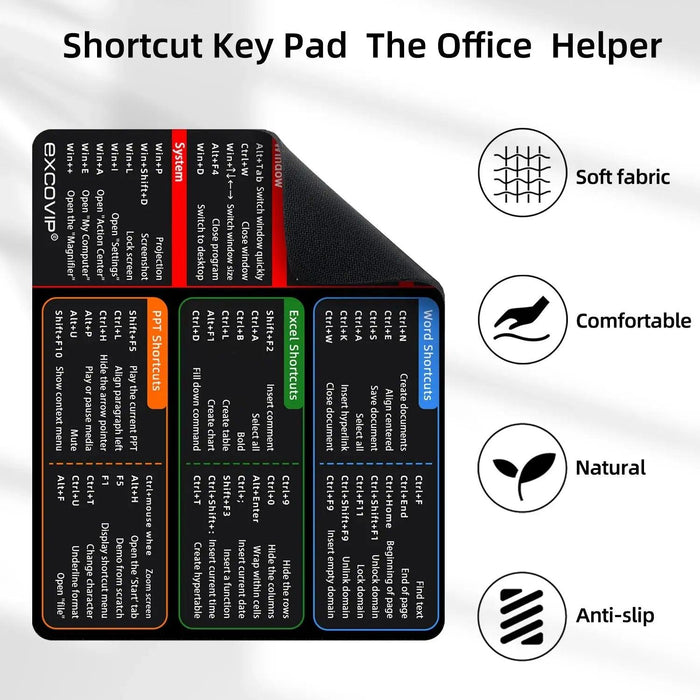 EXCO Shortcuts Mouse Pad Small Office Software Excel Mousepad Smooth - Lacatang Shop