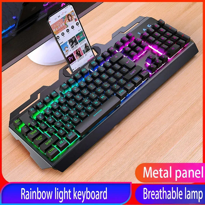 GX2 Wired Combination 104 Keys Mechanical Feel Keyboard and Mouse Replaceable Waterproof RGB Backlight Keyboard And Mouse Cover,