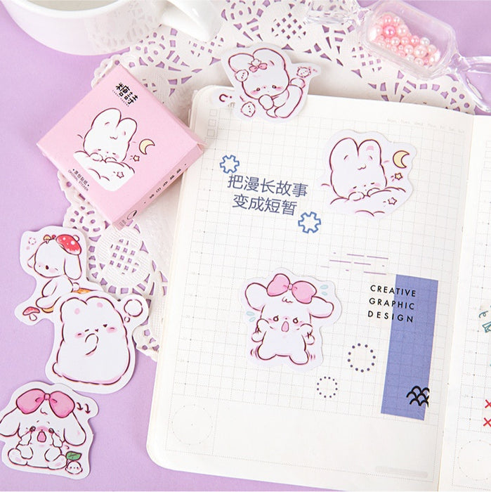 45 Pcs Cute Rabbit Kawaii Stickers for Daily Decoration and Scrapbooking in Korean Diary