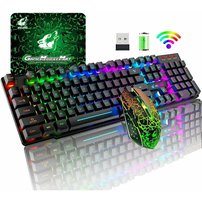 Gaming Mechanical Keyboard  Feel Rainbow LED Backlight USB Keyboard and Mouse Set Ergonomic for PC Laptop Computer Gamer