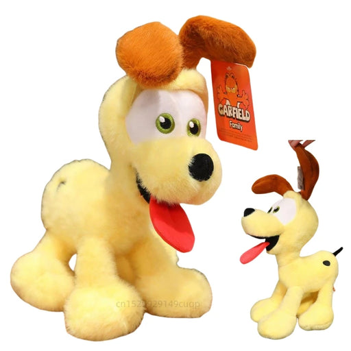 The whimsical Kawaii Oudi Dog Plushie from Lacatang Shop is a must-have for anime lovers. It resembles a cartoon dog with big eyes, floppy brown ears, and a red tongue. Featuring a "Garfield" tag, it's available in two sizes, blending cute and quirky into the ideal Xmas gift!.