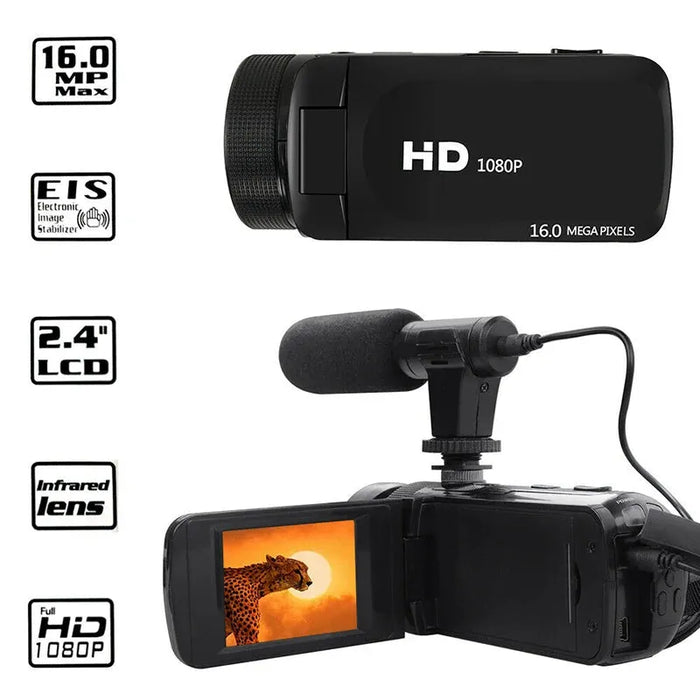 HD 1080P Professional Digital Video Camera With Mic 16 Million Pixels DV Audio Multifunction Anti-shaking Photographic Machine