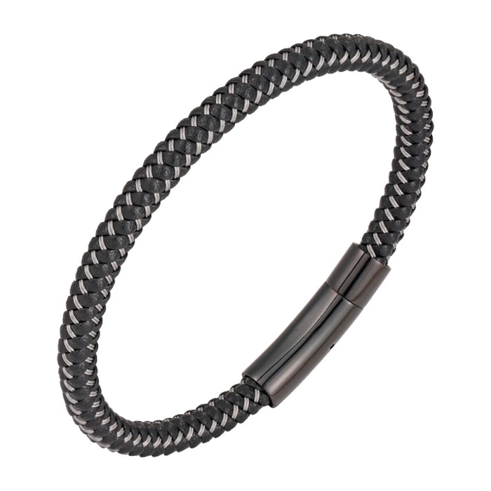 Chic Black and White Titanium Steel Rope Bracelet for Couples - Free Shipping on Wholesale Orders