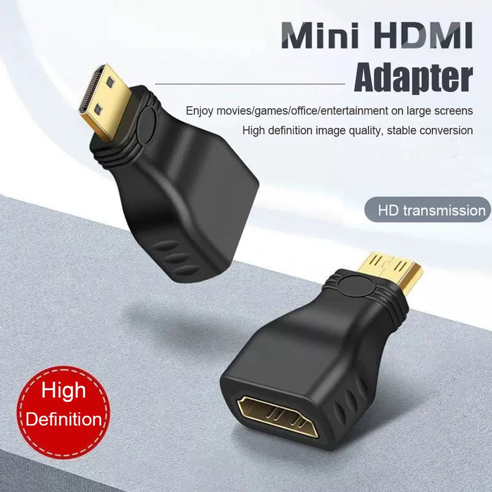 QGeeM Mini HDMI Male to HDMI A Female Adapter - High-Speed Converter for 4K, 2K, and 1080P - Ideal for Mini PCs, HDTVs, and HD Cameras