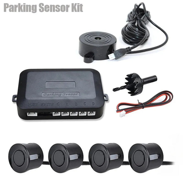 Risingon 12V 22mm Car Parking Sensor Kit Universal 4 Sensors Buzzer Reverse Backup Radar Sound Alert Indicator Probe System