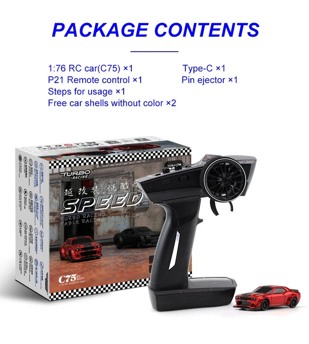 Turbo Racing 1:76 C65 C64 C63 C61 C62 C72 C73 C74 C75 RTR Flat Running Toys on Road RC Drift Car W/ Gyro Radio For Kids Adults Turbo Racing 1:76 C65 C64 C63 C61 C62 C72 C73 C74 C75 RTR Flat Running   Lacatang Shop Lacatang Shop 