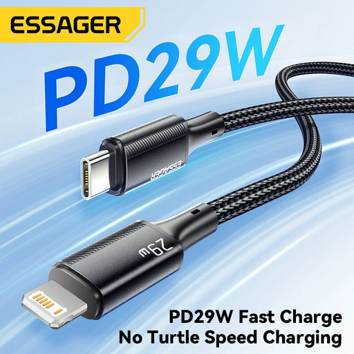 Essager USB C Cable For iPhone 14 13 12 11 Pro Max Xs 8 Plus iPad Macbook Wire 29W PD Fast Charging Type C To Lighting Data Cord 

Effortlessly Charge Apple Devices with Essager USB C Cable - Compatible with iPhone, iPad, MacBook: 29W PD Fast Charging  ESSAGER Official Store Lacatang Shop 