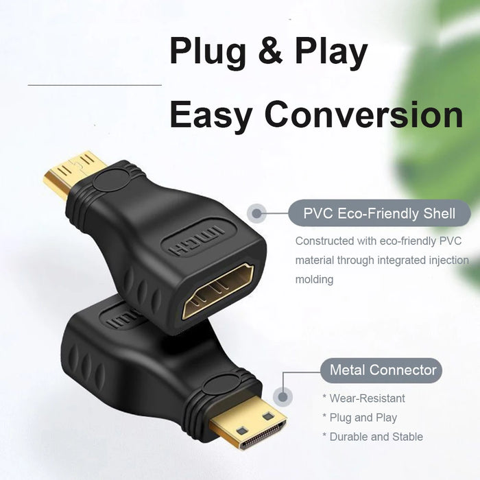 QGeeM Mini HDMI Male to HDMI Female Adapter - 4K 1080P Converter for Mini PC, HDTV, and HD Camera