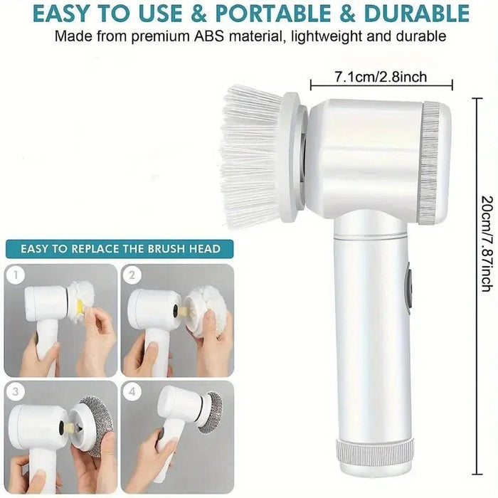 New Power Scrubber 5 Replaceable Brush Heads Electric Spin Scrubber Bathroom Cleaning Brush Power Scrubber Electric Brush Home - Lacatang Shop