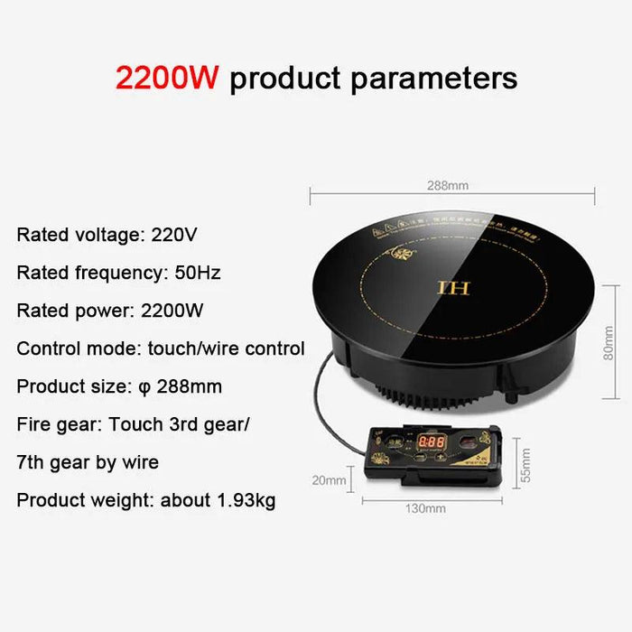 DMWD 2200W Round Electric Magnetic Induction Cooker Wire Control Black - Lacatang Shop