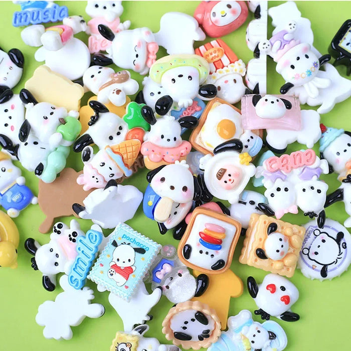 10-Pack Kawaii Sanrio Resin Accessories for DIY Phone Cases and Headwear - Featuring Hello Kitty, Kuromi, and My Melody