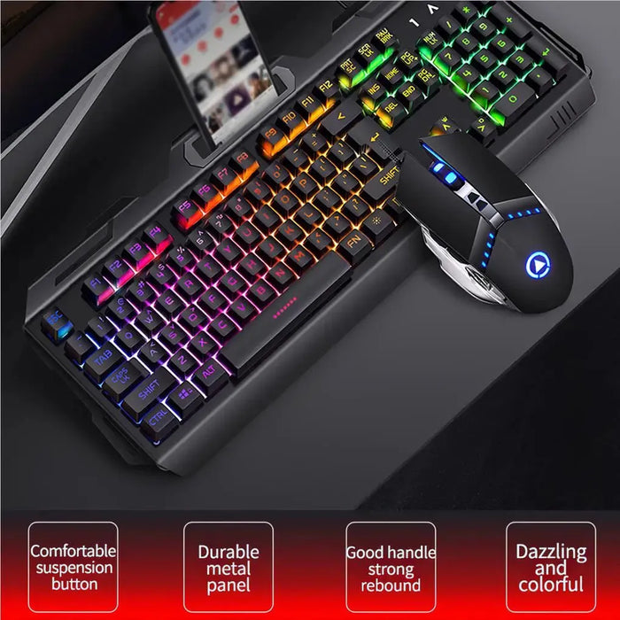 Backlit Wired Keyboard and Mouse Game Keyboard Mouse Earphone Set Of Real Mechanical Key Mouse Set