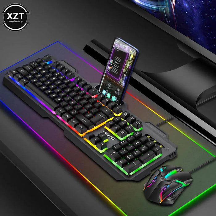 Wired Gaming Keyboard And Mouse RGB Backlit Keyboard Rubber PC Keycaps Keyboard Mouse Gamer Gaming Mouse