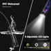 Promotional image of the AliExpress Industrial Endoscope Camera 4.3inch IPS Screen IP67 Waterproof HD1080P with 8 adjustable LED lights. The left side shows the device submerged in water to illustrate its waterproof rating. The right side displays the endoscope's HD1080P camera shining a bright beam of light with an indicator of brightness levels at the bottom.