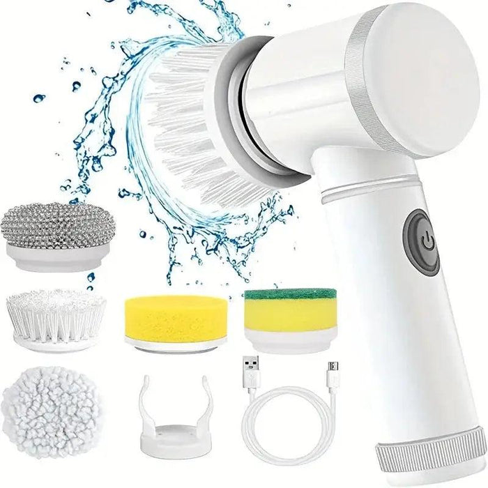 New Electric Spin Scrubber,Bathroom Cleaning Brush Power Scrubber with 5 Replaceable Brush Heads, 5 in 1 Electric Cleaning Brush - Lacatang Shop