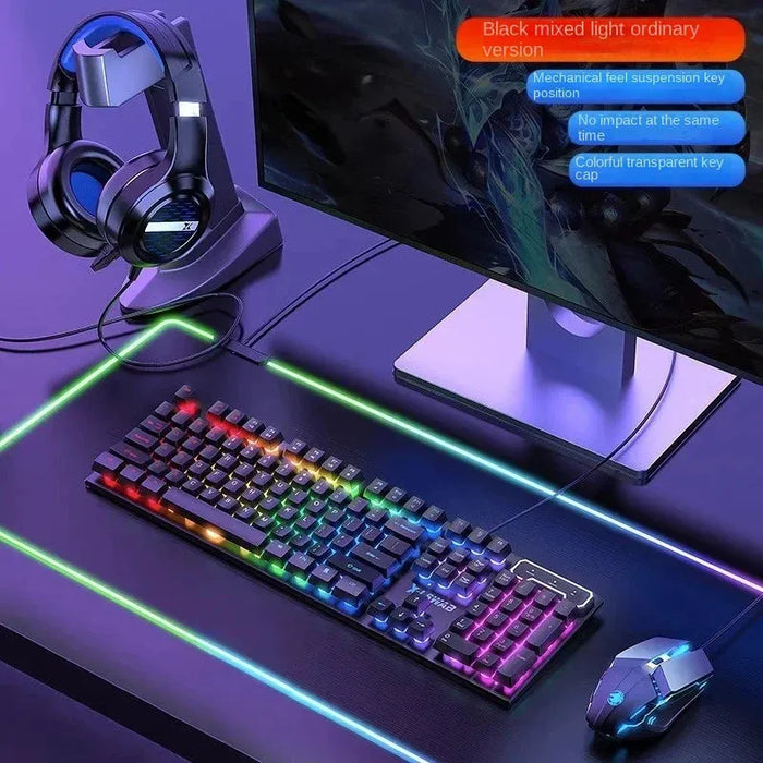 Three-piece Keyboard and Mouse Headset 75 Transparent  Mechanical Keyboard Gaming Wired Keyboard RGB Hotswap Gamer Accessories