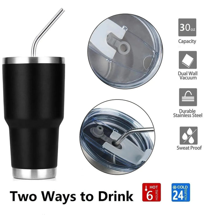 30oz Tumbler With Lids and Straws, Stainless Steel Vacuum Insulated Coffee Tumblers, Insulated Travel Mug Water Cup