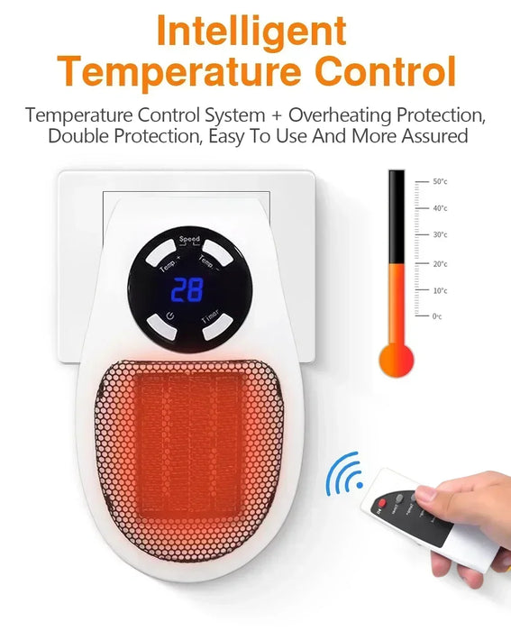 Heater Portable Electric Heater Plug-in Wall Mounted Room Heater Home Appliances Heating Stove Mini Radiator Remote Heater 500W Portable Wall-Mounted Electric Heater - 500W Mini Radiator  Lacatang Shop Lacatang Shop 