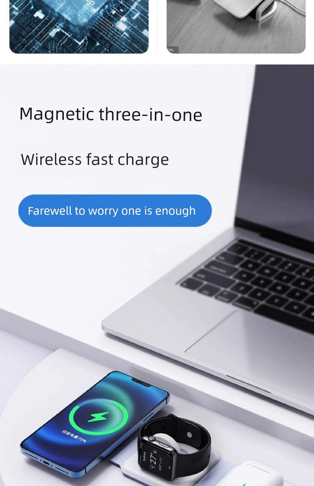 Three-in-One Headset iPhone Base Fast Charging Apple - Lacatang Shop