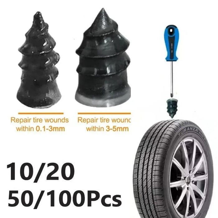 Tire Repair Nails Set for Cars, Motorcycles, Scooters, and Bikes - Rubber and Metal Puncture Fixing Tools