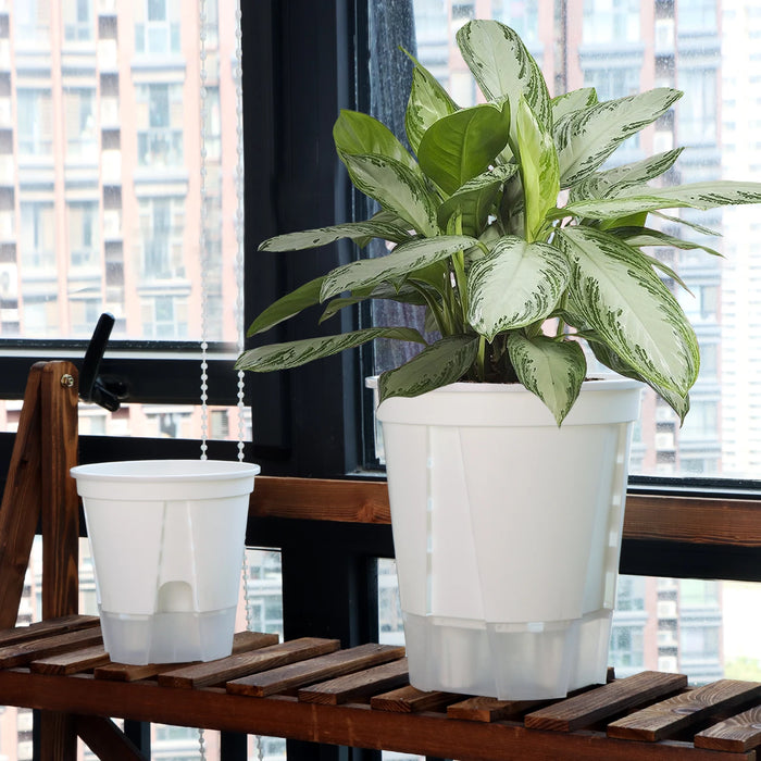 Elegant Self-Watering Resin Flower Pots for Succulents and Hydroponics - Modern Design for Indoor & Outdoor Use