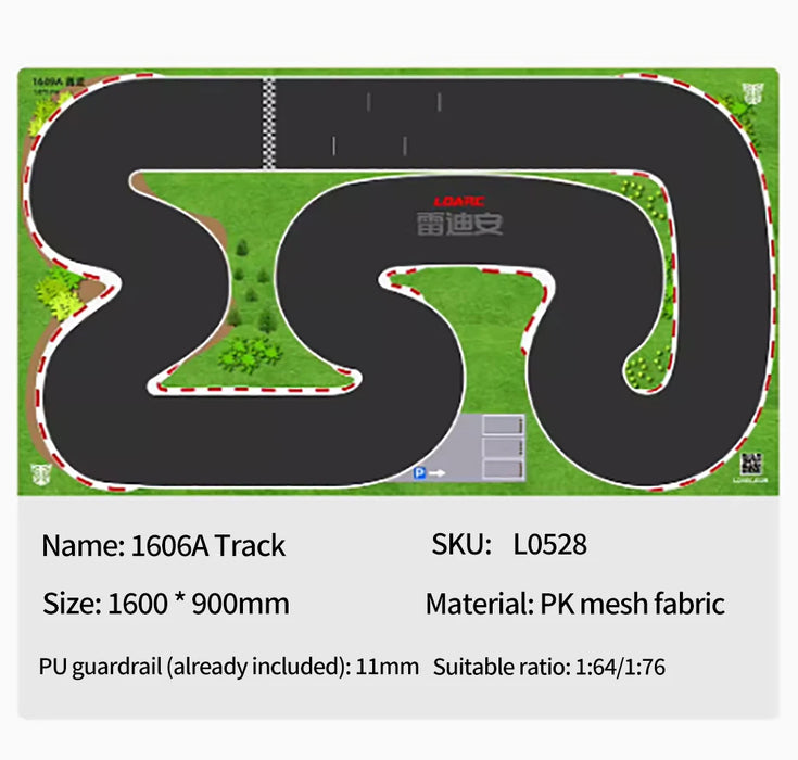 LDARC V64 1/64 Scale Mini RC Car Racing Track with PU Fencing - 6m/11m/16m RTR247 Carrying Bag for CT01 Transmitter