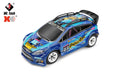 The WLtoys 1:28 284131 284161, a blue remote-controlled racing car from Lacatang Shop, features the number 22 on its doors and hood. It boasts a sporty design with decals that include the text "Power" and "WL Tech." This high-speed car can reach up to 30KM/H and is equipped with white wheels, a lithium battery, and a black roof-mounted accessory rack.