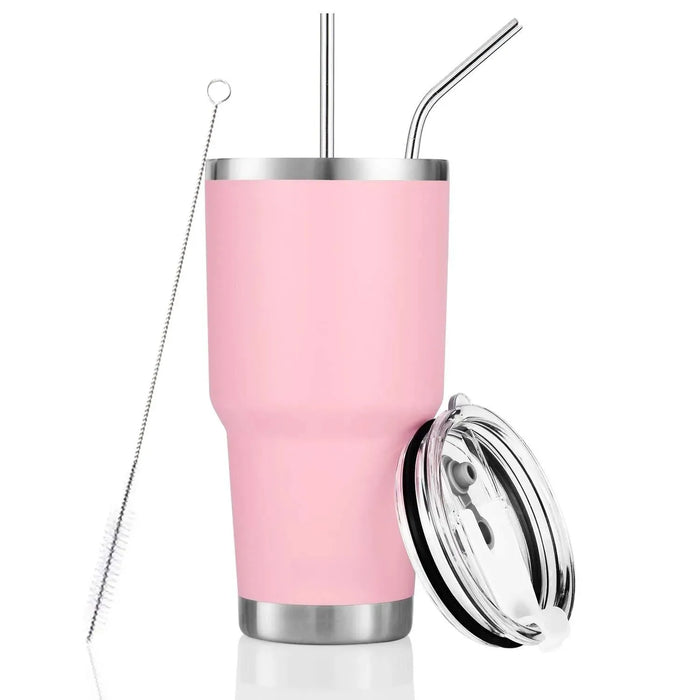 30oz Tumbler With Lids and Straws, Stainless Steel Vacuum Insulated Coffee Tumblers, Insulated Travel Mug Water Cup