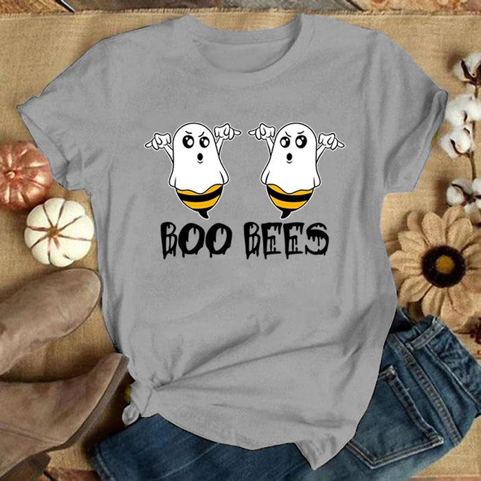 Funny "Boo Bees" Graphic Tee - Casual Summer Short Sleeve Shirt for Women